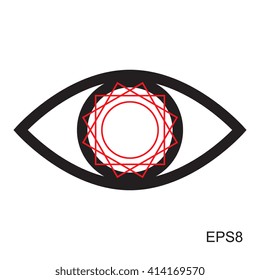 Red Eye icon or logo.  Optic sign vector isolated