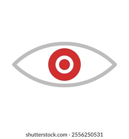 Red eye icon, simple vector design