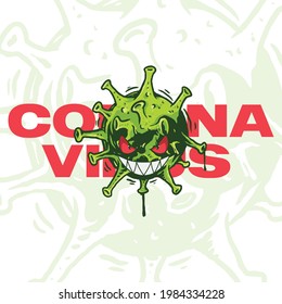 red eyed coronavirus illustration for education poster,t-shirt design,sticker