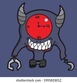 red eyed robot clock monster
