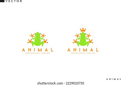 Red eyed tree frog logo. Cute frogs on white background
