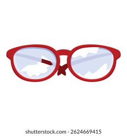 Óculos vermelhos com lentes quebradas representando má visão ou um acidente