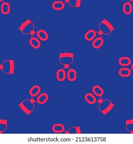 Red Eyelash curler icon isolated seamless pattern on blue background. Makeup tool sign.  Vector