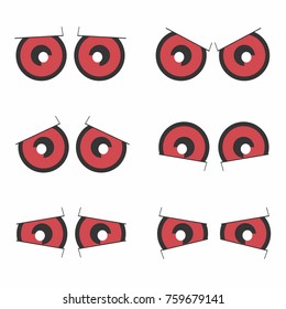 Red Eyes Cartoon Vector Set