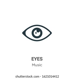 Red eyes glyph icon vector on white background. Flat vector red eyes icon symbol sign from modern music collection for mobile concept and web apps design.