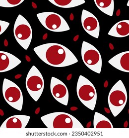 red eyes on a black background, seamless pattern