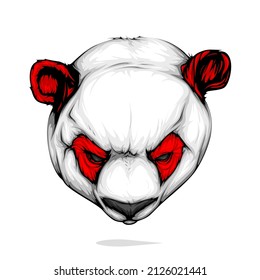 Red Eyes Panda's Head Vector Isolated on White Background