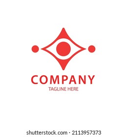 Red Eyes and Symbol Two Person  Logo Modern For Company and File Editable