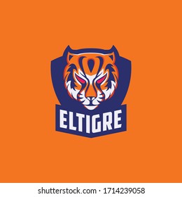 Red Eyes Tiger mascot logo for esport or gaming.