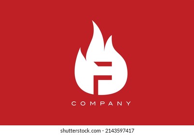 red F fire flames alphabet letter logo design. Creative icon template for company  and business