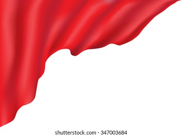 Red fabric dancing in white vector illustration.