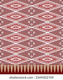 The red fabric pattern is designed with geometric shapes that are a perfect combination and eye-catching in terms of textiles. clothing or decoration vector illustration