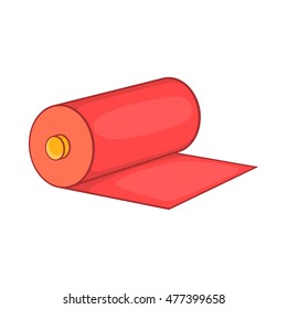 Red fabric roll icon in cartoon style isolated on white background