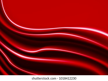 Red fabric silk wave with blank space luxury background vector illustration.