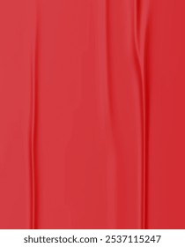 Red fabric texture. Flowing cloth with soft folds creating a natural drapery effect. Background Silk fabric texture realistic design. Ideal for banner posters flyers, brochures. Vector illustration