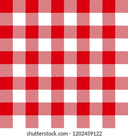 Red fabric texture. Vector illustration. Flat tablecloth pattern