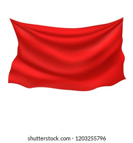 red fabric vector realistic illustration isolated on white 3D background
