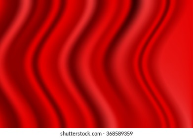 Red fabric wave curves vector illustration.