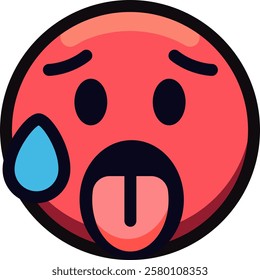 Red face emoji with sweat, tongue out, depicting nervousness or anxiety.