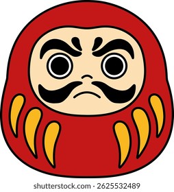 A red face with a mustache and a frowning expression. The face is drawn in a cartoon style