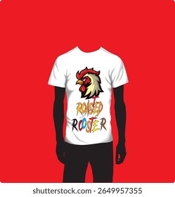 Red Face Rooster White T-Shirt