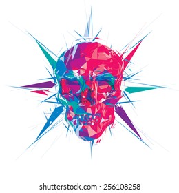 Red Facet Skull Vector Illustration