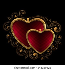 red faceted hearts