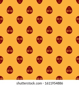 Red Facial cosmetic mask icon isolated seamless pattern on brown background. Cosmetology, medicine and health care.  Vector Illustration
