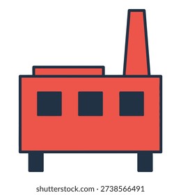 Red factory building with chimney and windows icon graphic resource icon