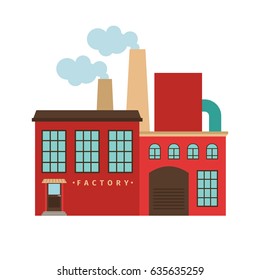 Red factory building icon isotated on white background. Vector illustration