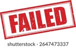 Red Failed Rubber Stamp Word Text Written in Grunge Vector in Double Sharp Border, Vintage, Transparent Background