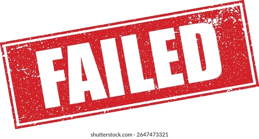 Red Failed Rubber Stamp Word Text Written in Reverse Grunge Button Vector in Double Sharp Border, Vintage, Transparent Background