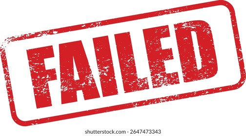 Red Failed Rubber Stamp Word Text Written in Grunge Vector in Round Border, Vintage, Transparent Background