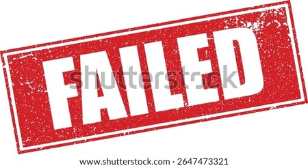 Red Failed Rubber Stamp Word Text Written in Reverse Grunge Button Vector in Double Sharp Border, Vintage, Transparent Background