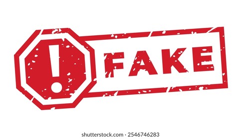 Red Fake isolated grunge stamp, sticker, header with Alert Traffic Sign vector illustration