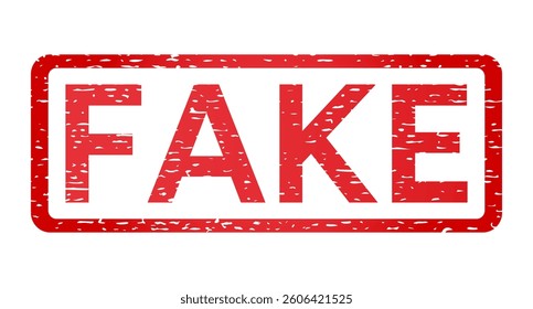 Red Fake isolated stamp, sticker, header with Grunge texture vector illustration