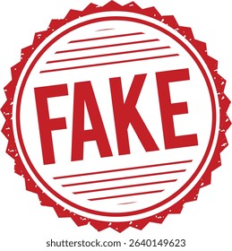 Red FAKE Stamp Sticker – Bold Vector Illustration for Misinformation and Warning Labels