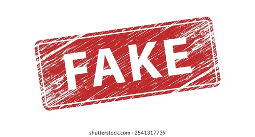 red fake stamp sticker with grunge vector vector design isolated white background