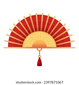 red fan china asia drawing vector isolated on white