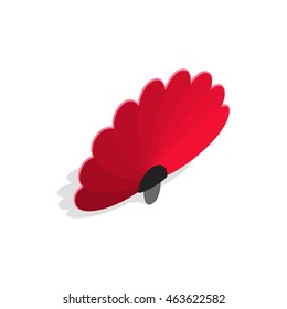 Red fan icon in isometric 3d style on a white background