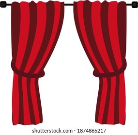 Red fancy curtain, illustration, vector on white background