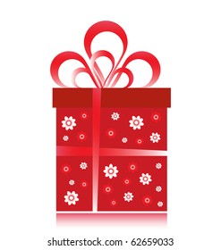 Red fancy gift wrapped in floral designs.