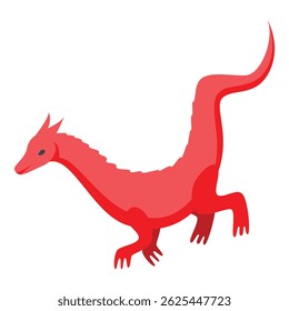 Red fantasy dragon walking from a side view