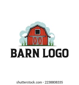 red farm barn house logo design