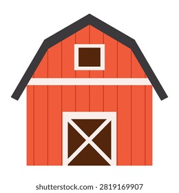 Red farm barn house vector illustration. Traditional american countryside wooden granary icon isolated on white background