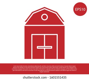Red Farm House concept icon isolated on white background. Rustic farm landscape.  Vector Illustration