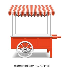 Red Farmer's Market Cart. Vector.