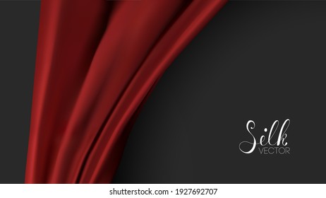 Red Fashion Background. Red silk on black background. Luxury background template vector illustration. Award nomination design element.