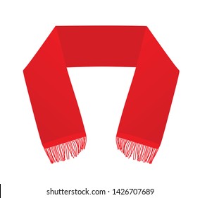 Red fashionable scarf. vector illustration