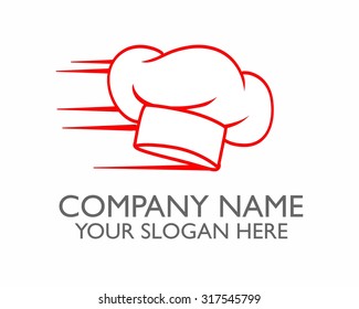 Red Fast Chef Hat Vector Icon Logo Image